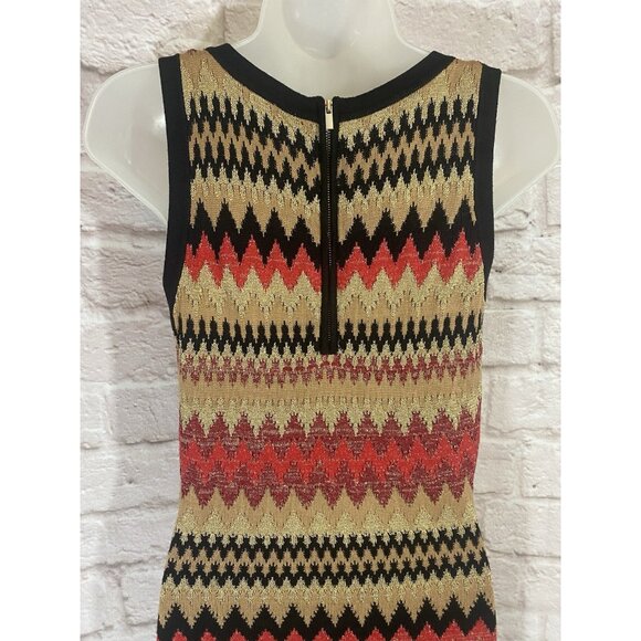 Boston Proper Small Metallic Midi Sweater Dress Stretch Woven Lined Zipper Back - Picture 7 of 10